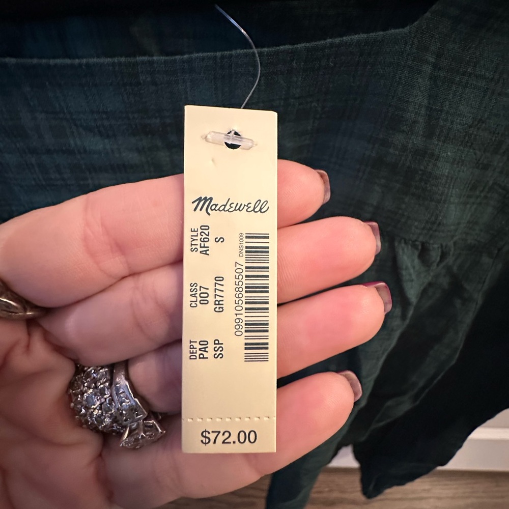 Madewell Plaid Square-Neck Peasant Top - Picture 6 of 6